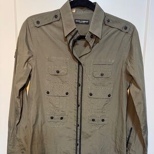 Dolce & Gabbana Military-Style Button-Down with Black Trim (Size 40)